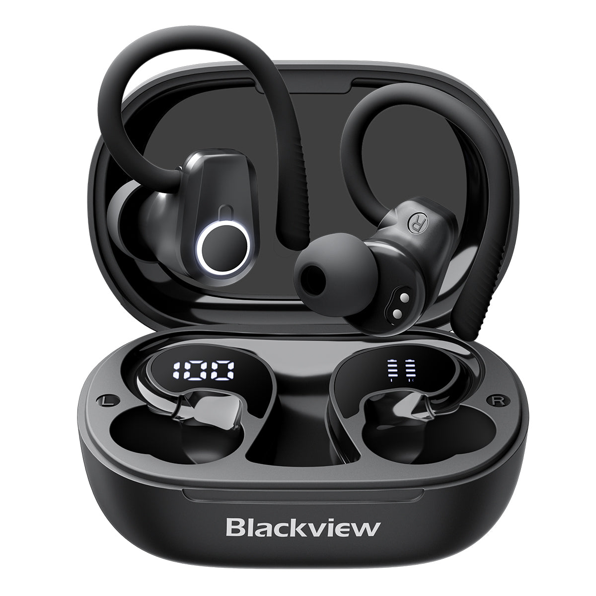 Blackview AirBuds 60 - Écouteurs TWS demi-auriculaires Bluetooth 5.3 étanches IPX4 avec crochets d'oreille