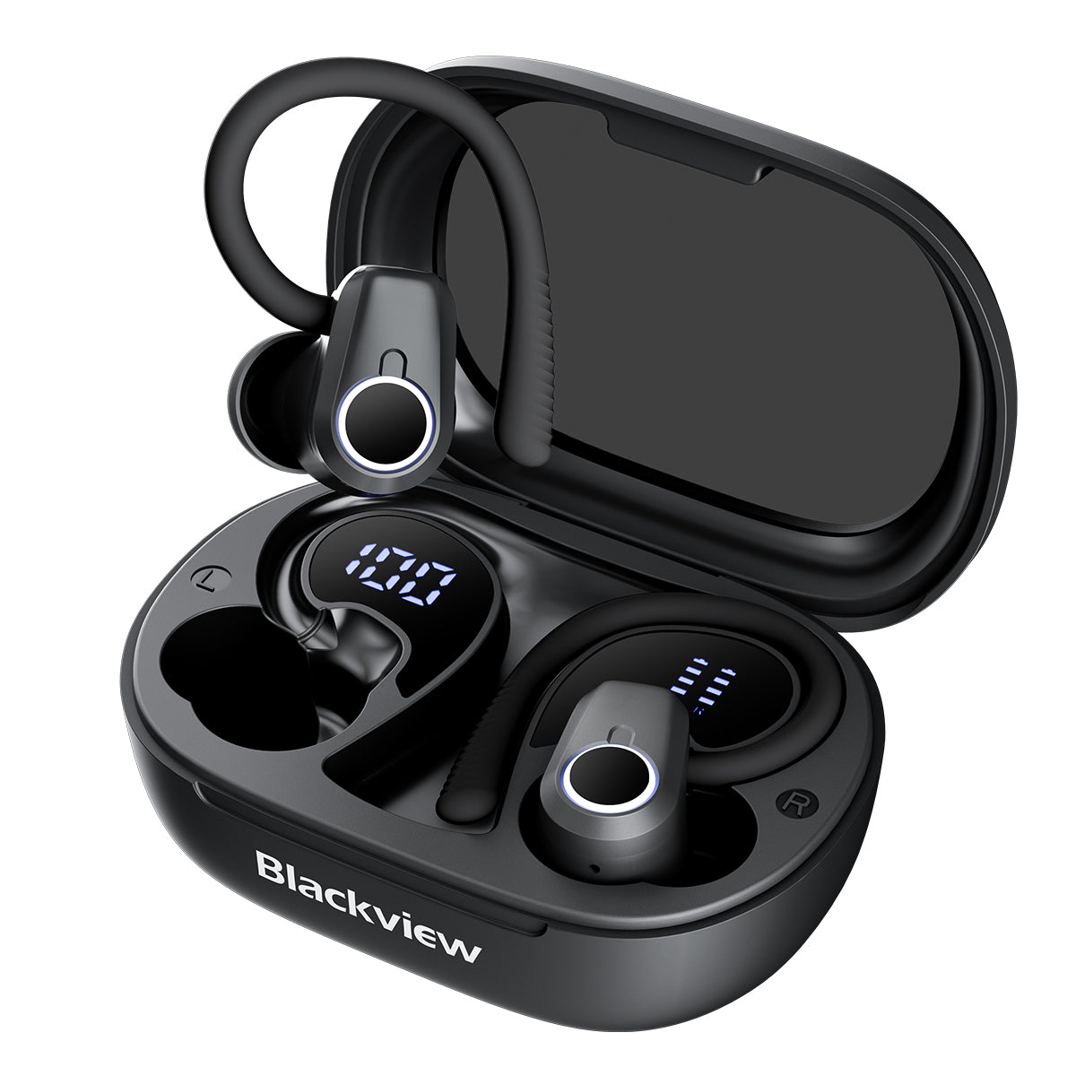 Blackview AirBuds 60 - Écouteurs TWS demi-auriculaires Bluetooth 5.3 étanches IPX4 avec crochets d'oreille