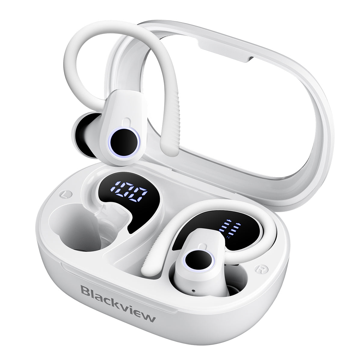Blackview AirBuds 60 - Écouteurs TWS demi-auriculaires Bluetooth 5.3 étanches IPX4 avec crochets d'oreille