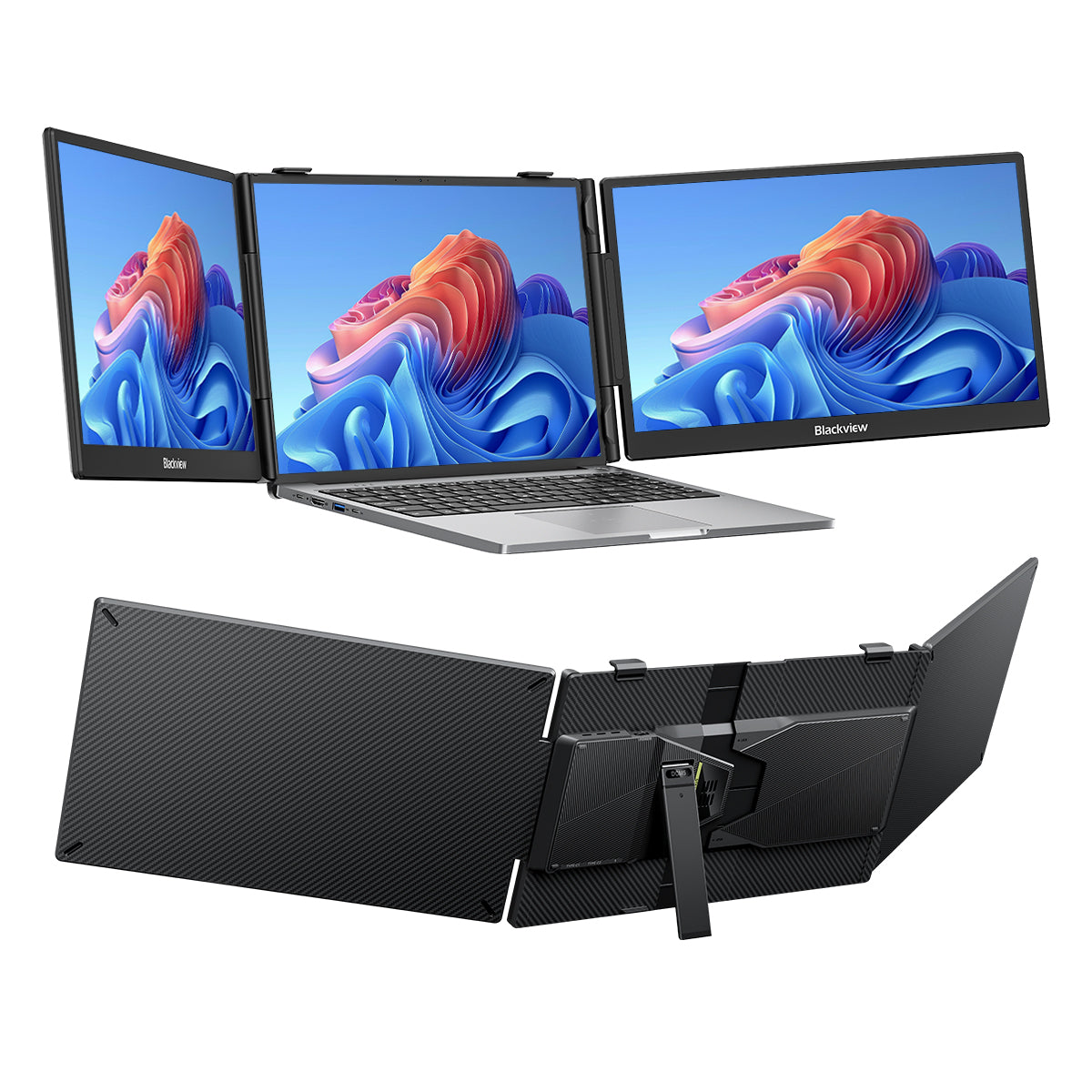 Blackview DCM5 - Écran Double 14 Pouces pour PC Portable - Extension d'Écran Bureautique avec Haut-parleurs