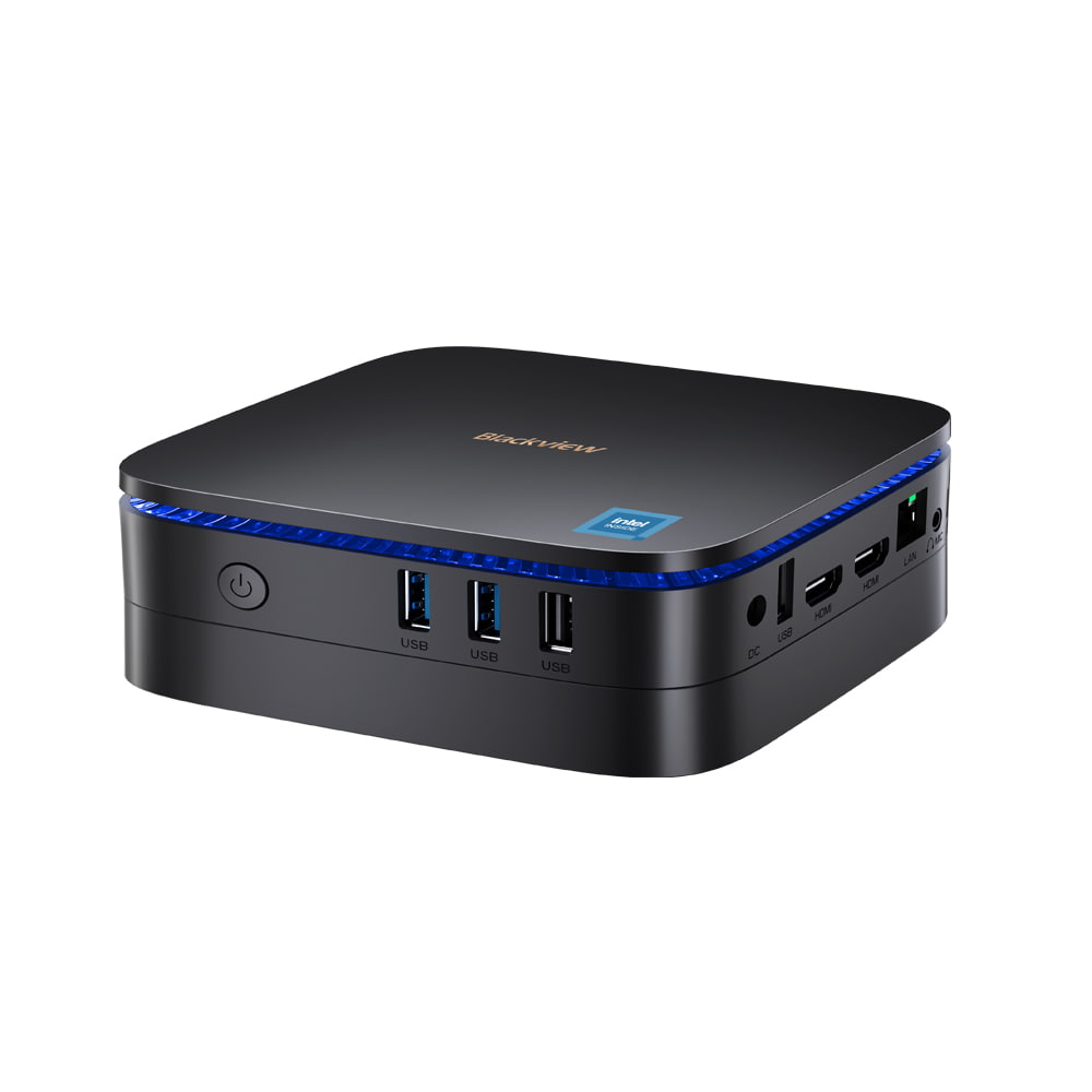 Blackview MP60 - Mini PC 0.852L, Intel® Processor N-series,512G/1TB SSD, Windows 11 Pro, Affichage UHD 4K à double écran, 2 ports HDMI
