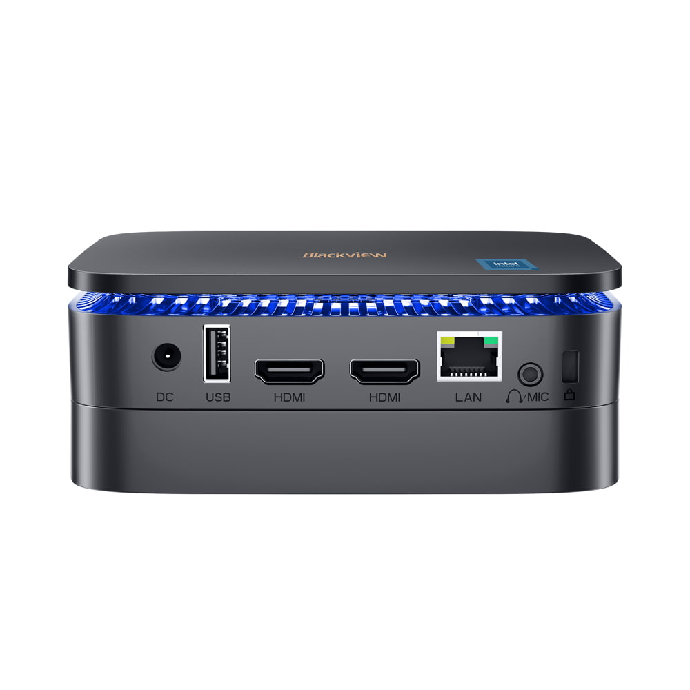 Blackview MP60 - Mini PC 0.852L, Intel® Processor N-series,512G/1TB SSD, Windows 11 Pro, Affichage UHD 4K à double écran, 2 ports HDMI