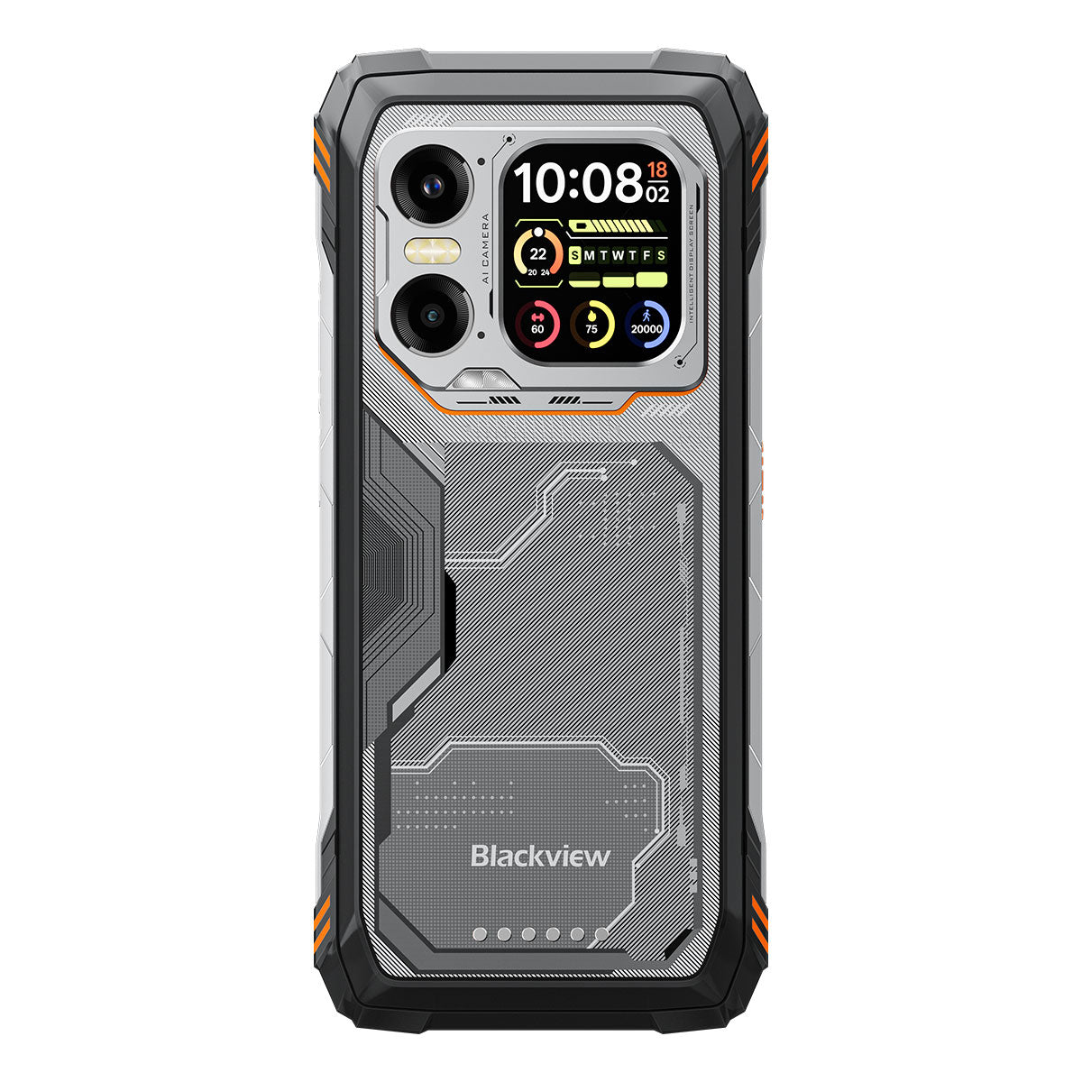 Blackview XPLORE 1 - Téléphone robuste avec écran principal de 6,78 pouces (120 Hz) et écran secondaire de 2,01 pouces, batterie de 20 000 mAh, lampe torche de 170 lm, 5G et intelligence artificielle.