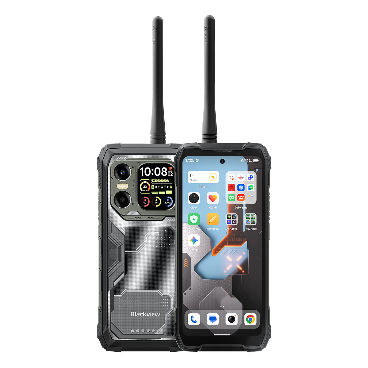 Blackview XPLORE 1 Walkie Talkie - Talkie-walkie 5G, téléphone portable robuste avec écran principal 6,78" 120 Hz et écran secondaire 2,01" et batterie 20 000 mAh