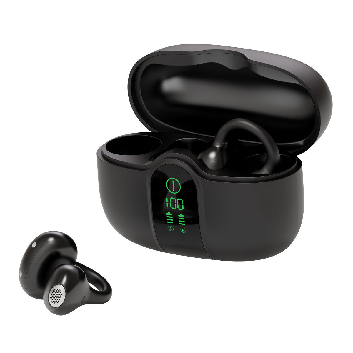 Blackview AirBuds 15 - Écouteurs OWS à clipser avec écran LED étanche IPX5 et Bluetooth 6.0