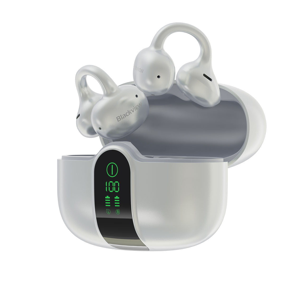 Blackview AirBuds 15 - Écouteurs OWS à clipser avec écran LED étanche IPX5 et Bluetooth 6.0