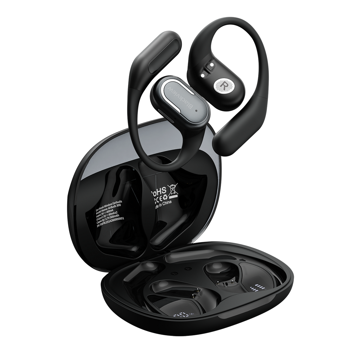 Blackview AirBuds 300 - Écouteurs intra-auriculaires OWS à oreille ouverte, étanches IPX5, avec affichage numérique intelligent de la puissance, microphone à réduction de bruit ENC et Bluetooth 6.0.