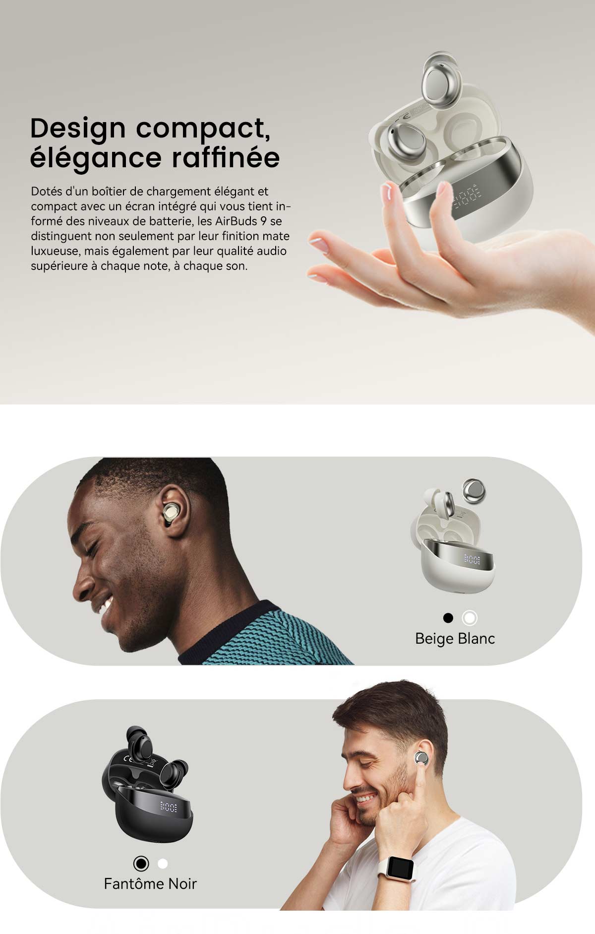 Écouteurs intra-auriculaires TWS Blackview AirBuds 9 avec mode veille