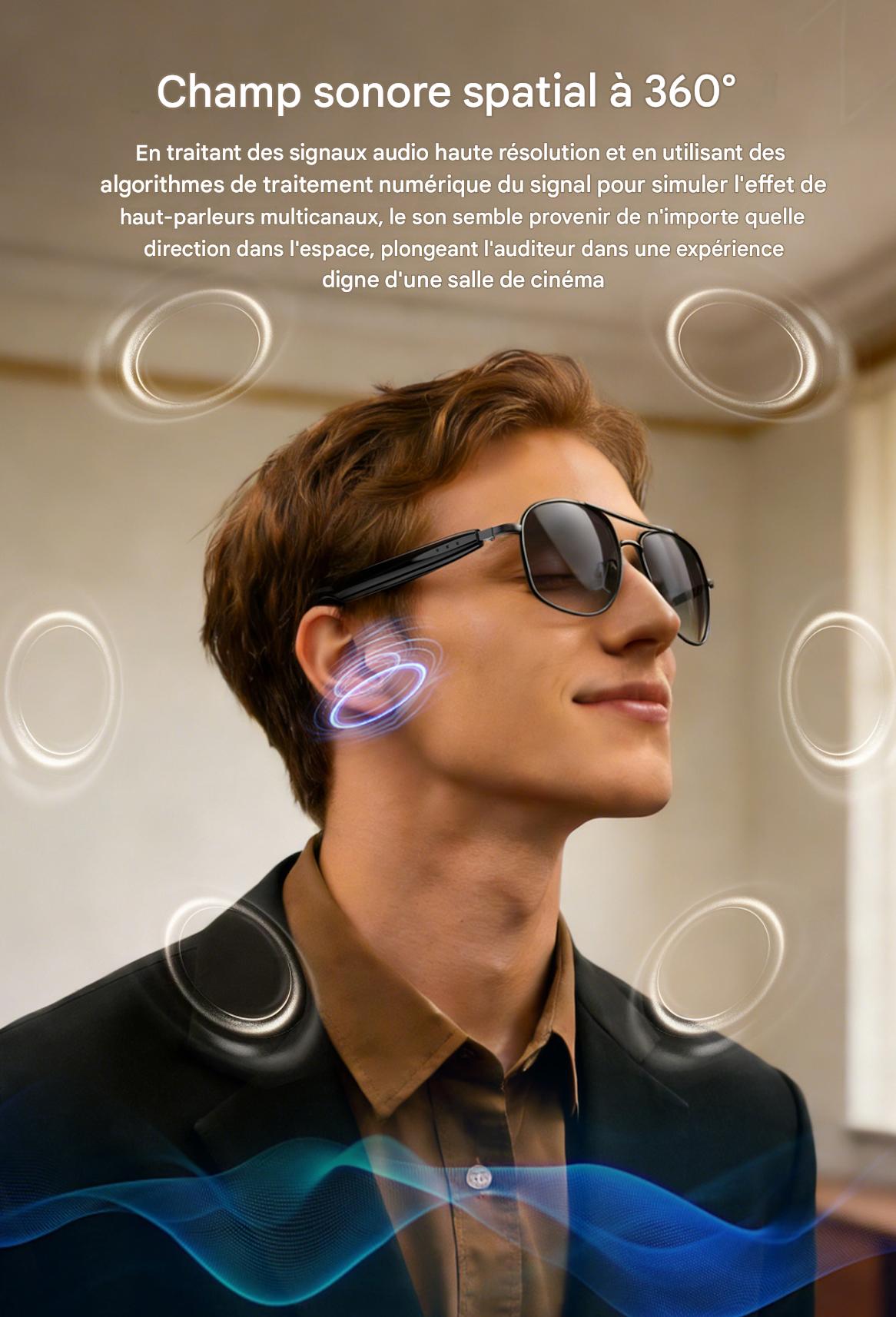 Lunettes de soleil élégantes et intelligentes Blackview D1 Pro IP54 étanches pour l'extérieur
