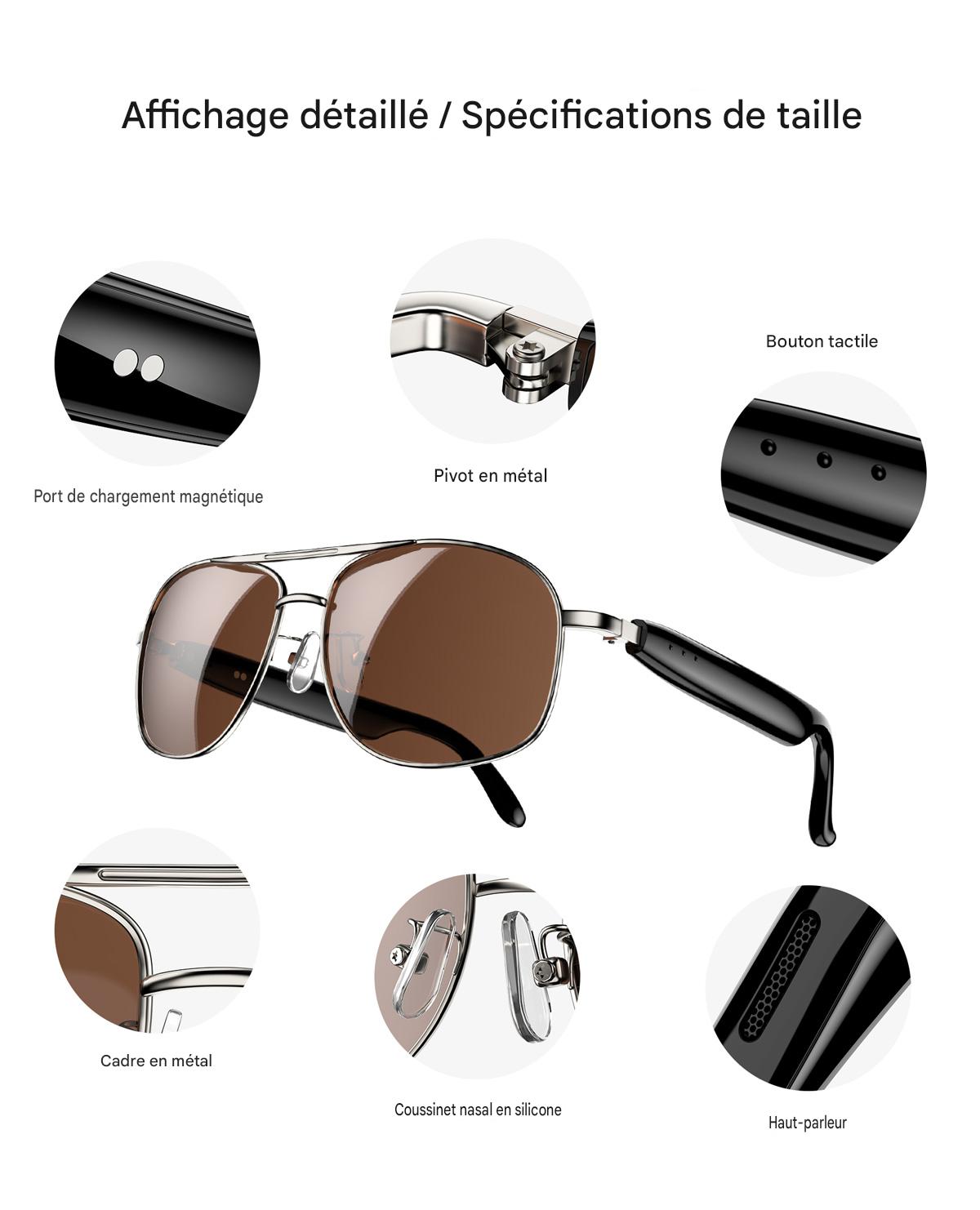 Lunettes de soleil élégantes et intelligentes Blackview D1 Pro IP54 étanches pour l'extérieur