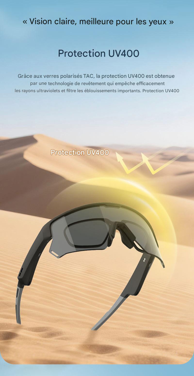 Lunettes de soleil intelligentes anti-UV Blackview D2 pour sports de plein air