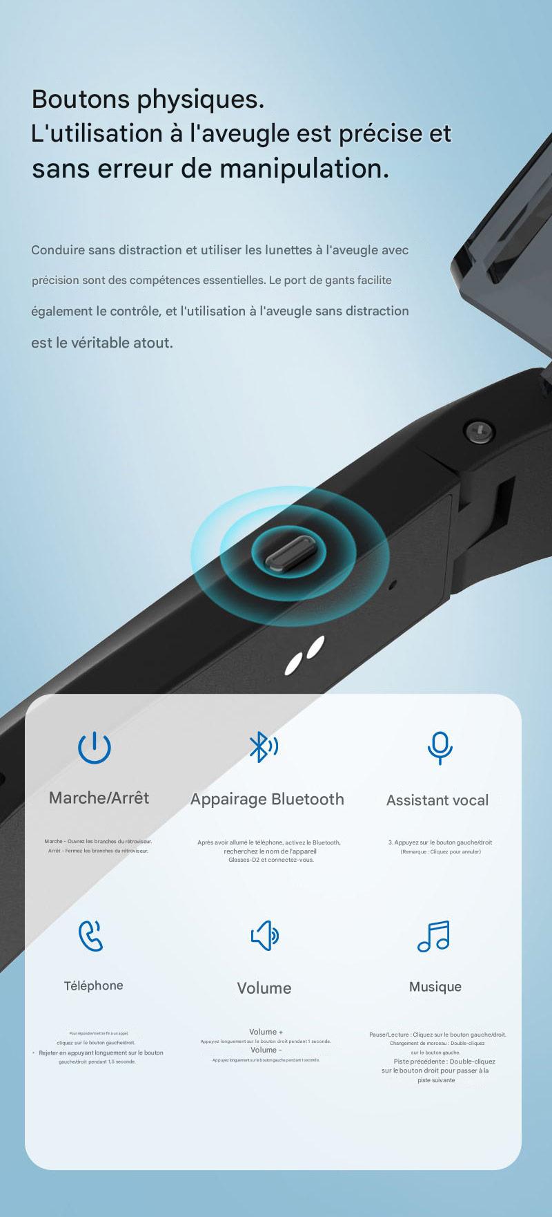 Lunettes de soleil intelligentes anti-UV Blackview D2 pour sports de plein air