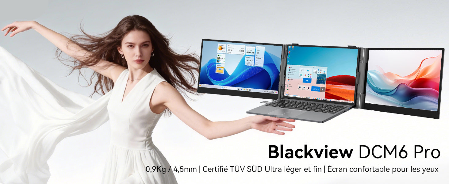 Extension d'écran portable pour ordinateur portable Blackview DCM6 Pro 14 pouces à double moniteur