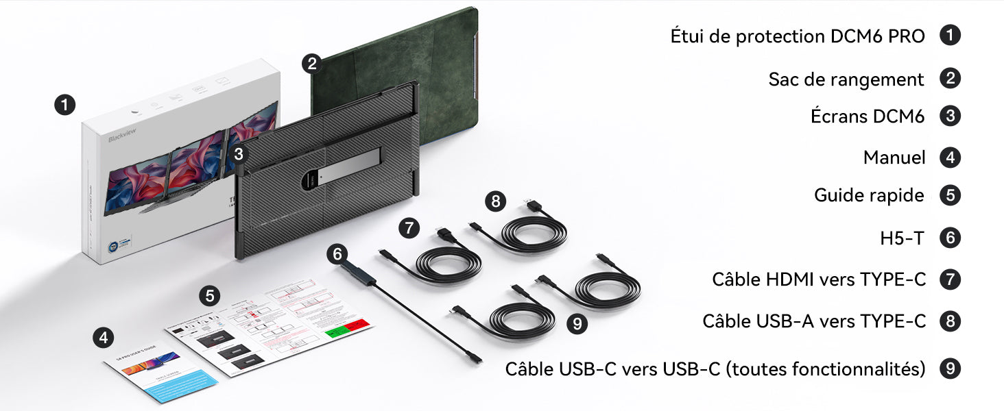 Extension d'écran portable pour ordinateur portable Blackview DCM6 Pro 14 pouces à double moniteur