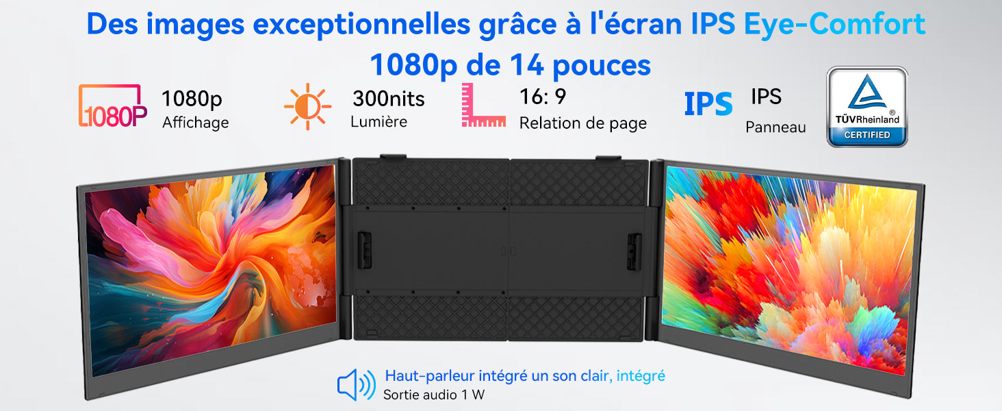 Extension d'écran portable pour ordinateur portable Blackview DCM6 Pro 14 pouces à double moniteur