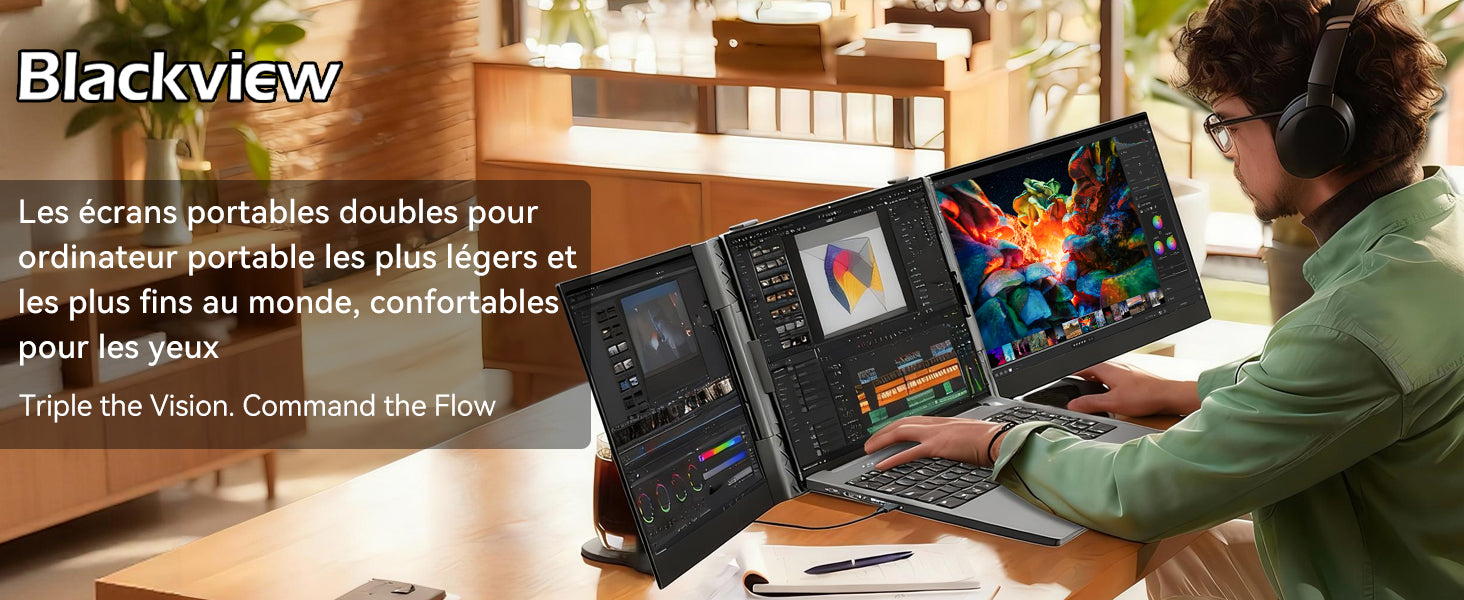 Extension d'écran portable pour ordinateur portable Blackview DCM6 Pro 14 pouces à double moniteur