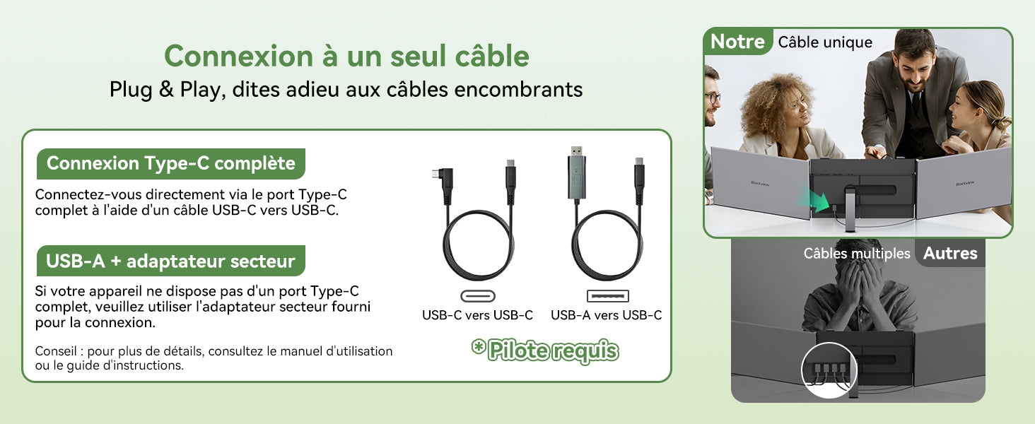 Extension d'écran portable pour ordinateur portable Blackview DCM8 Pro 15,6 pouces à double moniteur