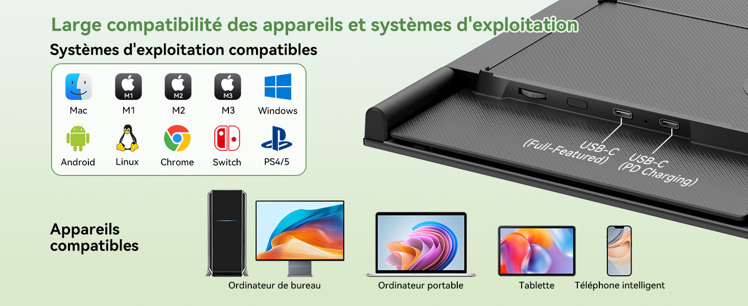 Extension d'écran portable pour ordinateur portable Blackview DCM8 Pro 15,6 pouces à double moniteur