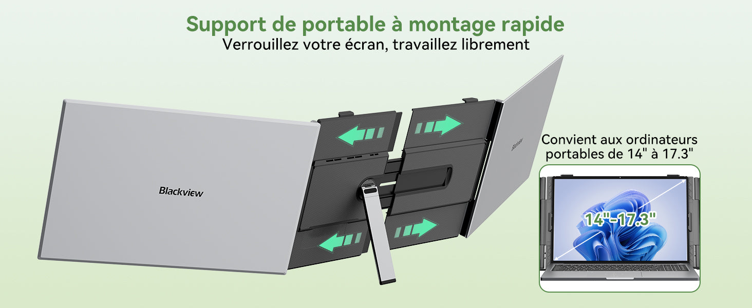 Extension d'écran portable pour ordinateur portable Blackview DCM8 Pro 15,6 pouces à double moniteur