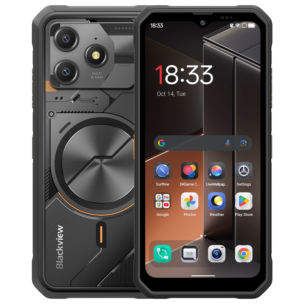 Blackview FORT 100 - Smartphone Rugged 4G Ultra-Fin 6,56" – MediaTek Helio G81 Octa-Core, 8+128 Go, Batterie 5000 mAh, Double Caméra 16+13 MP
