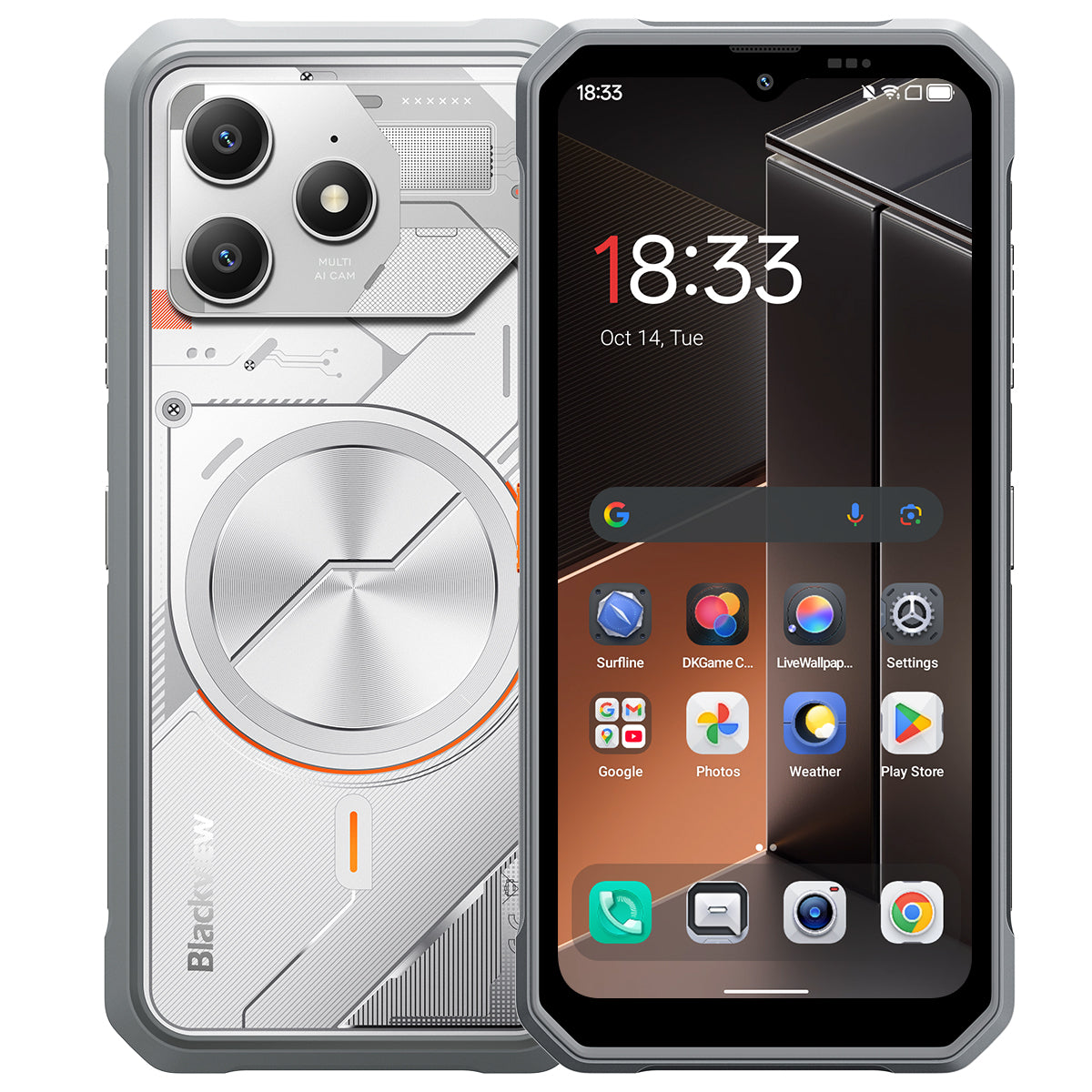 Blackview FORT 100 - Smartphone Rugged 4G Ultra-Fin 6,56" – MediaTek Helio G81 Octa-Core, 8+128 Go, Batterie 5000 mAh, Double Caméra 16+13 MP