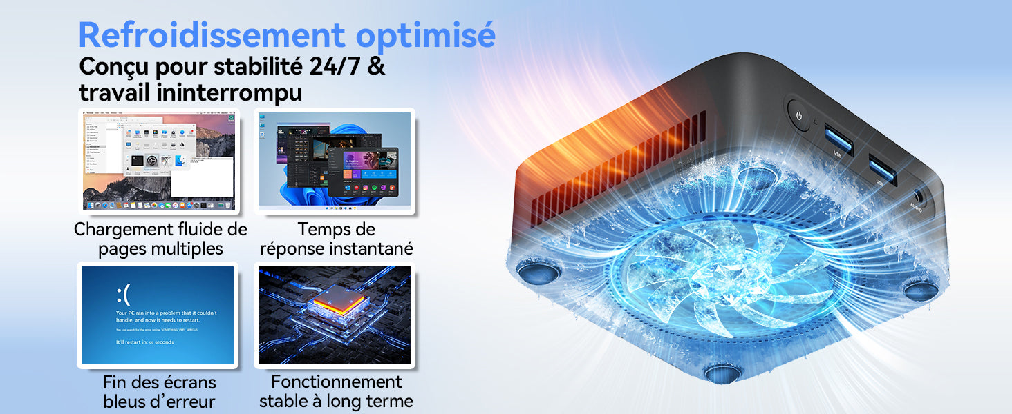 Mini PC Blackview MP50 16+512 Go, processeur AMD Ryzen 5 3500U, SSD M.2 DDR4, Windows 11 Pro