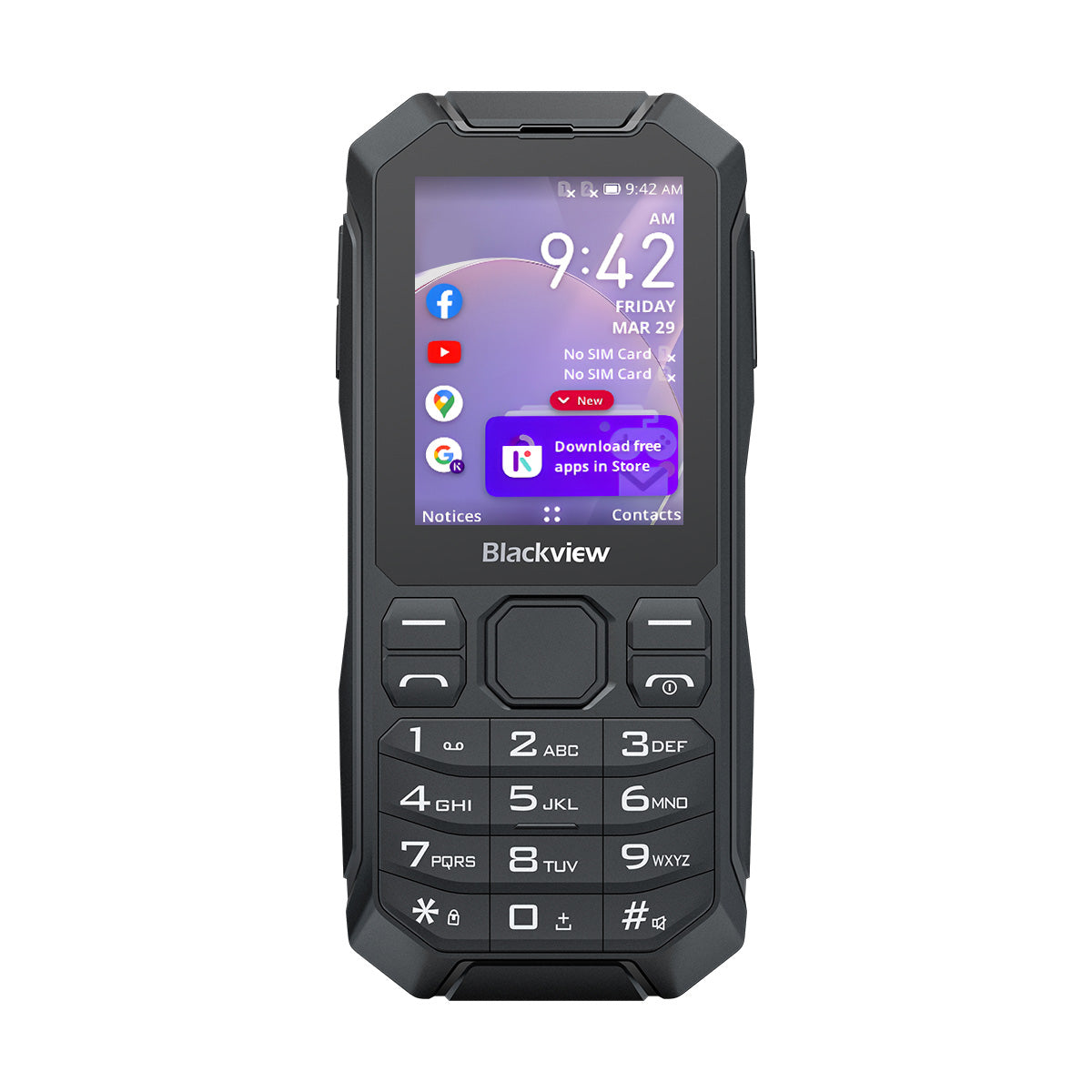 Blackview N1000 - Lampe de poche à batterie amovible avec clavier de 2,4 pouces KaiOS 4G Mini téléphone portable robuste