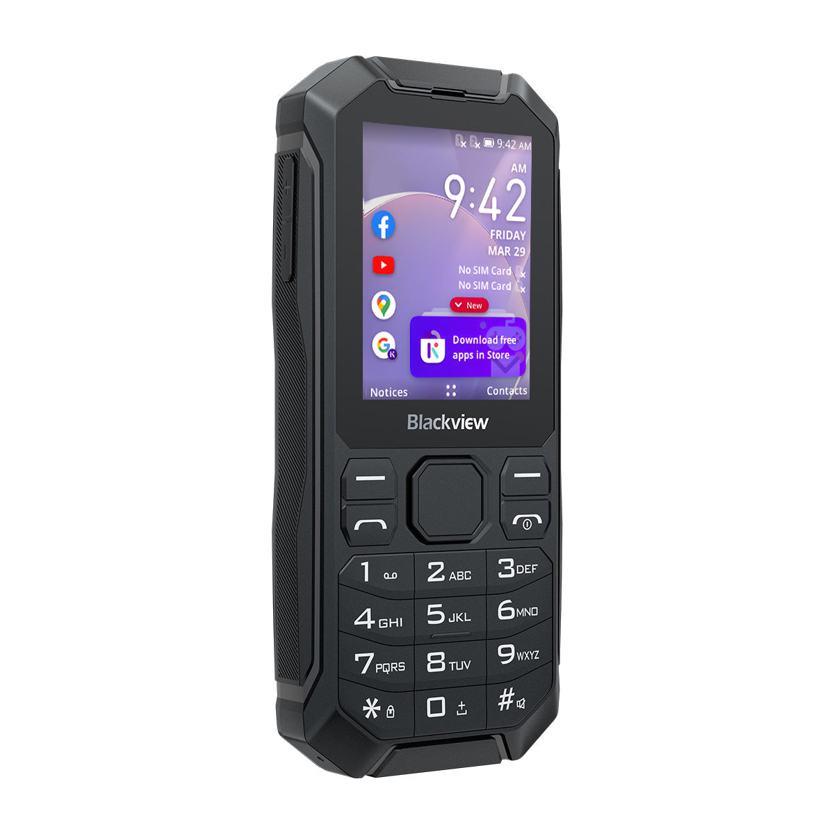 Blackview N1000 - Lampe de poche à batterie amovible avec clavier de 2,4 pouces KaiOS 4G Mini téléphone portable robuste