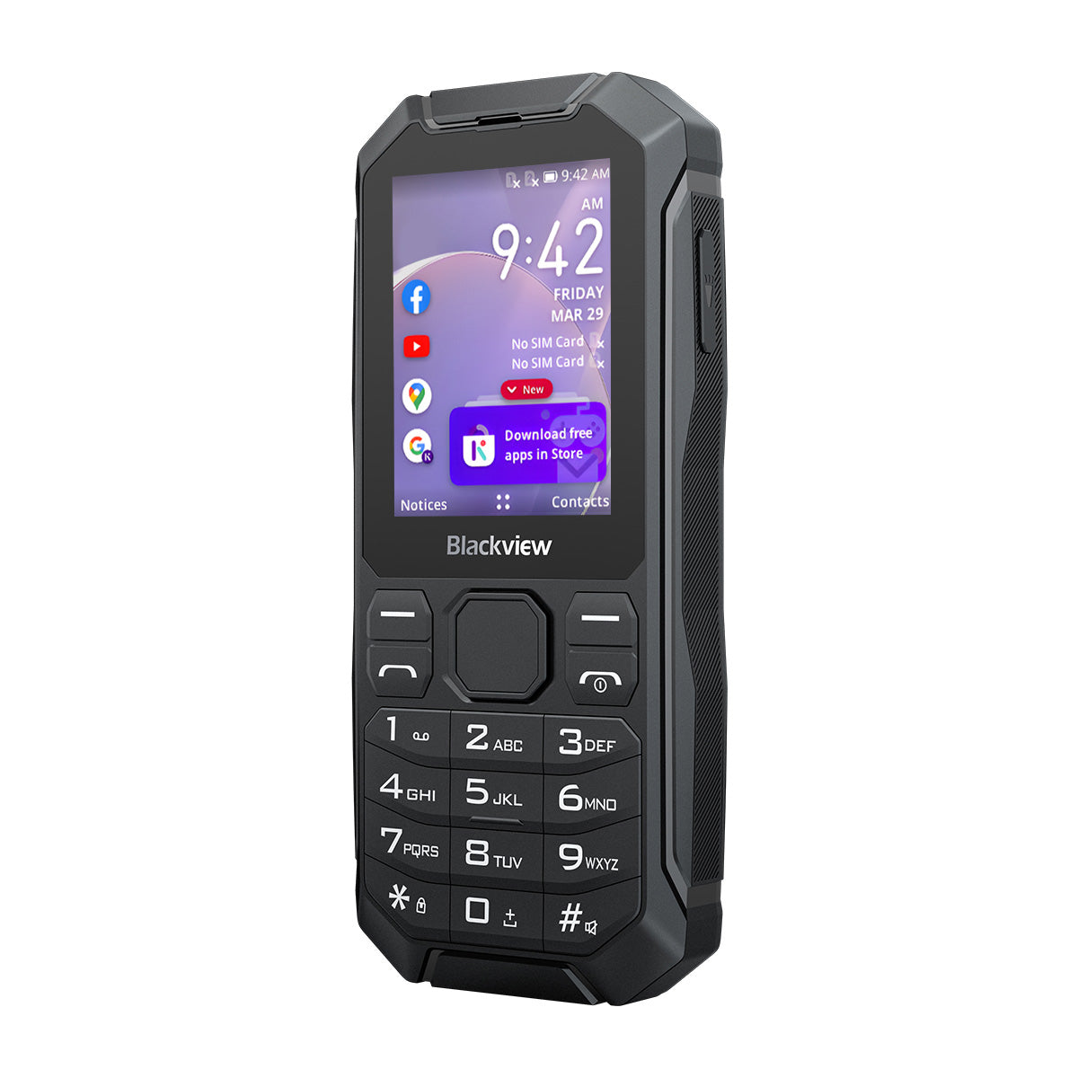 Blackview N1000 - Lampe de poche à batterie amovible avec clavier de 2,4 pouces KaiOS 4G Mini téléphone portable robuste