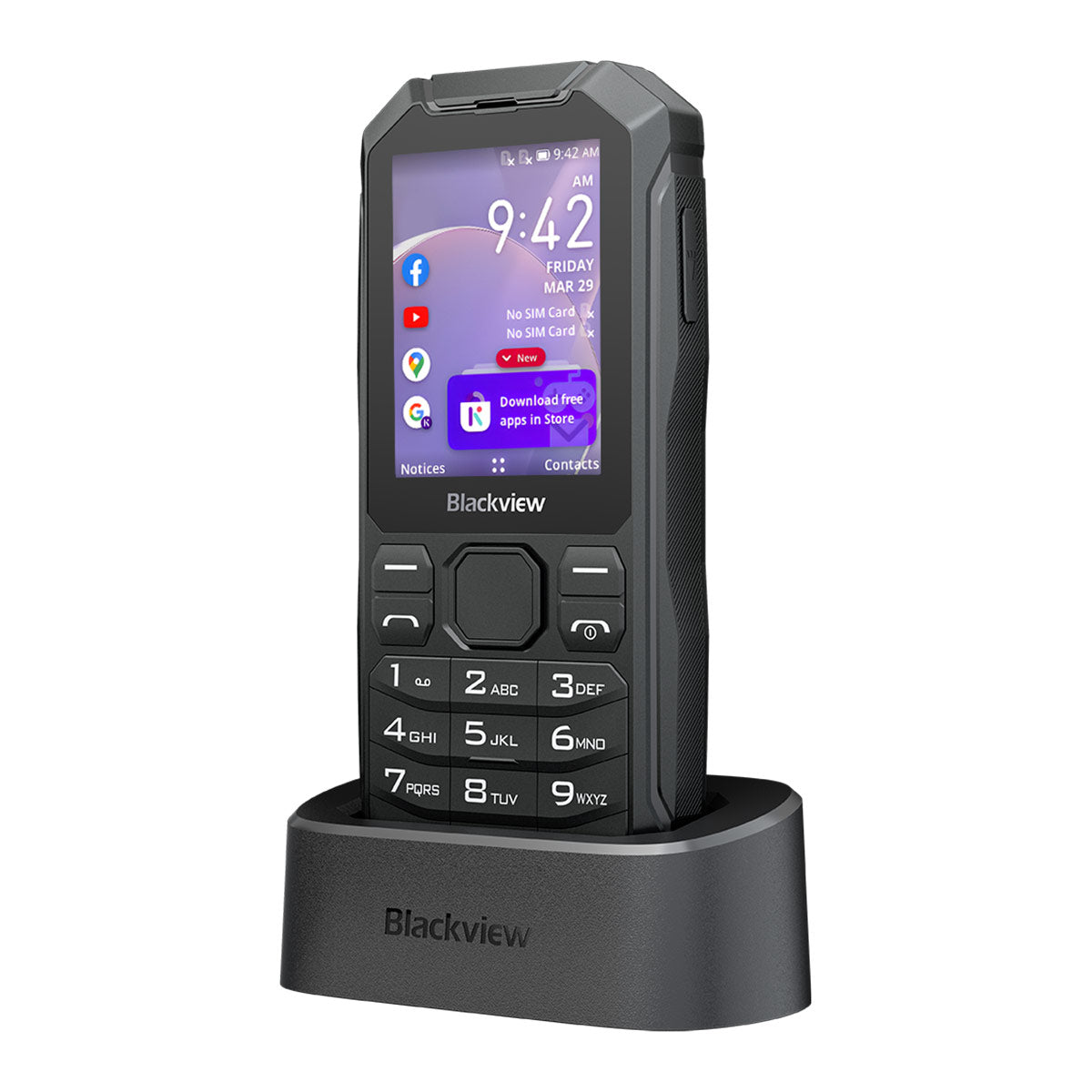 Blackview N1000 - Lampe de poche à batterie amovible avec clavier de 2,4 pouces KaiOS 4G Mini téléphone portable robuste