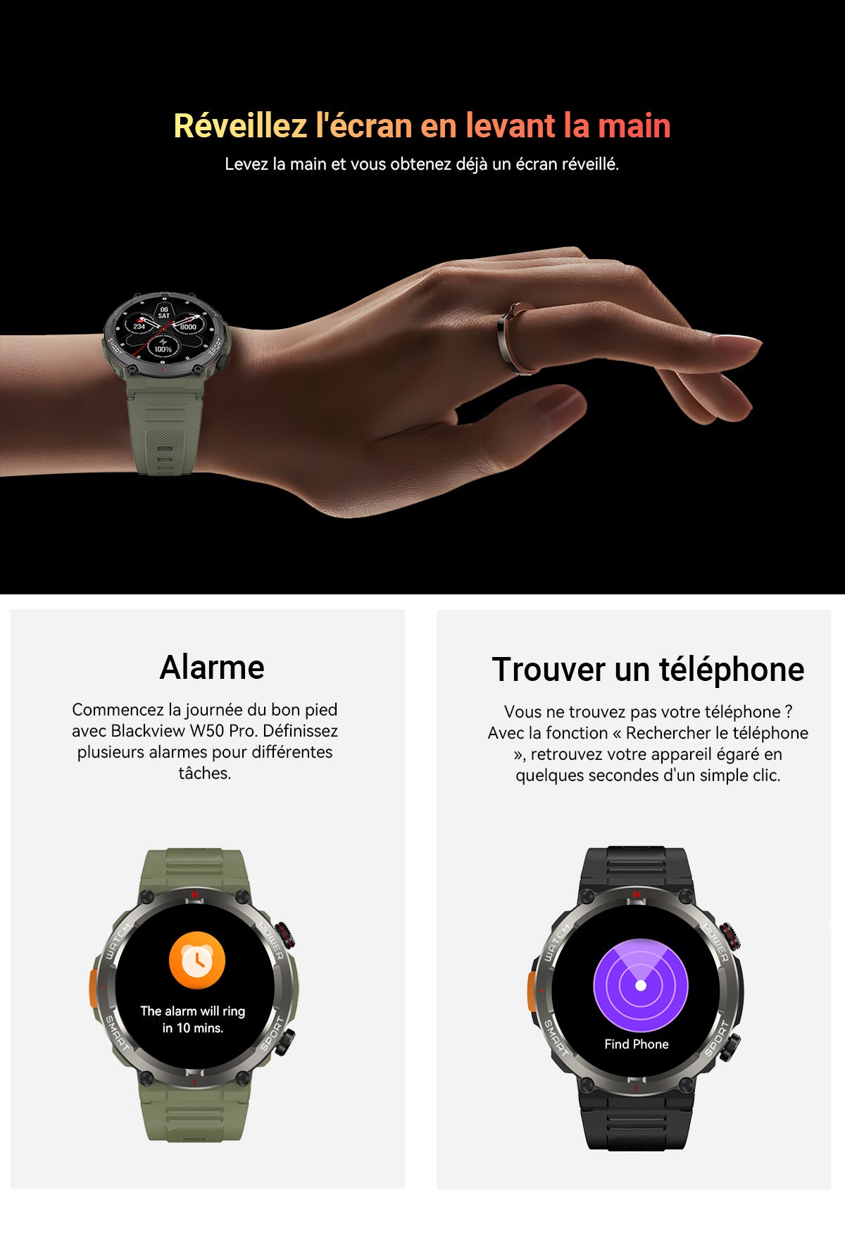 Montre connectée robuste Blackview W50 Pro