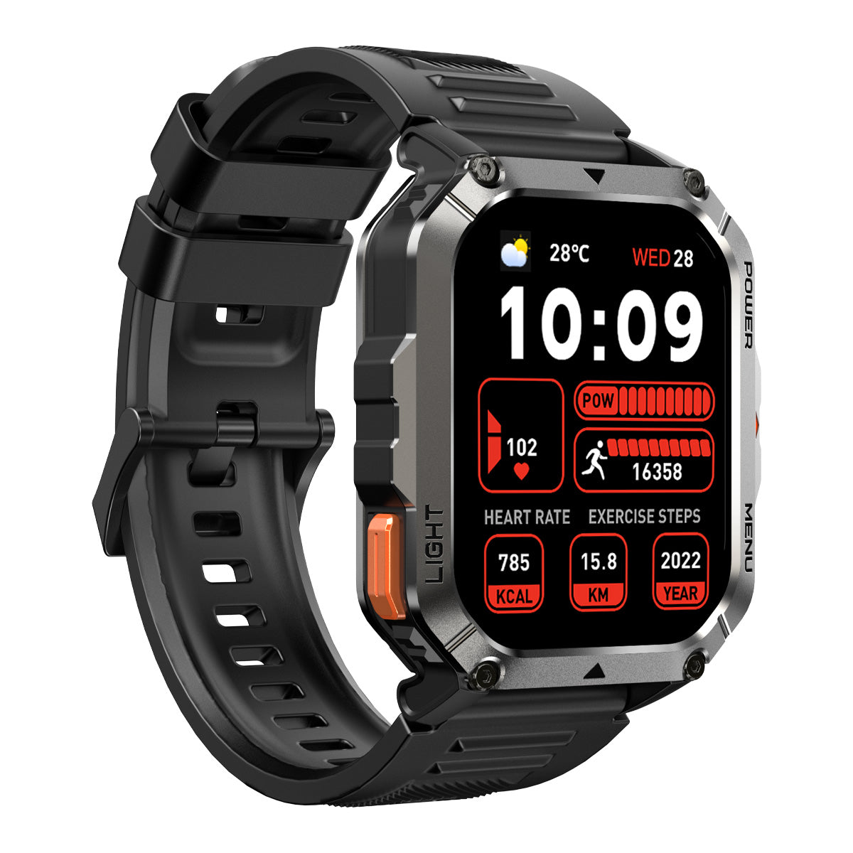 Blackview W70 Pro - Montre connectée pour sports de plein air avec lampe torche LED intégrée de 2,01 pouces et batterie de 900 mAh