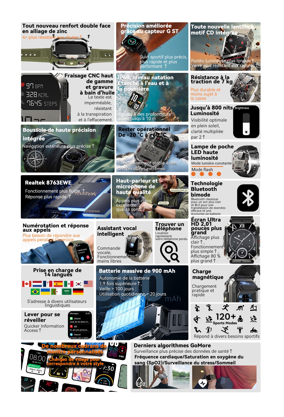 Montre connectée Blackview W70 Pro pour les sports de plein air