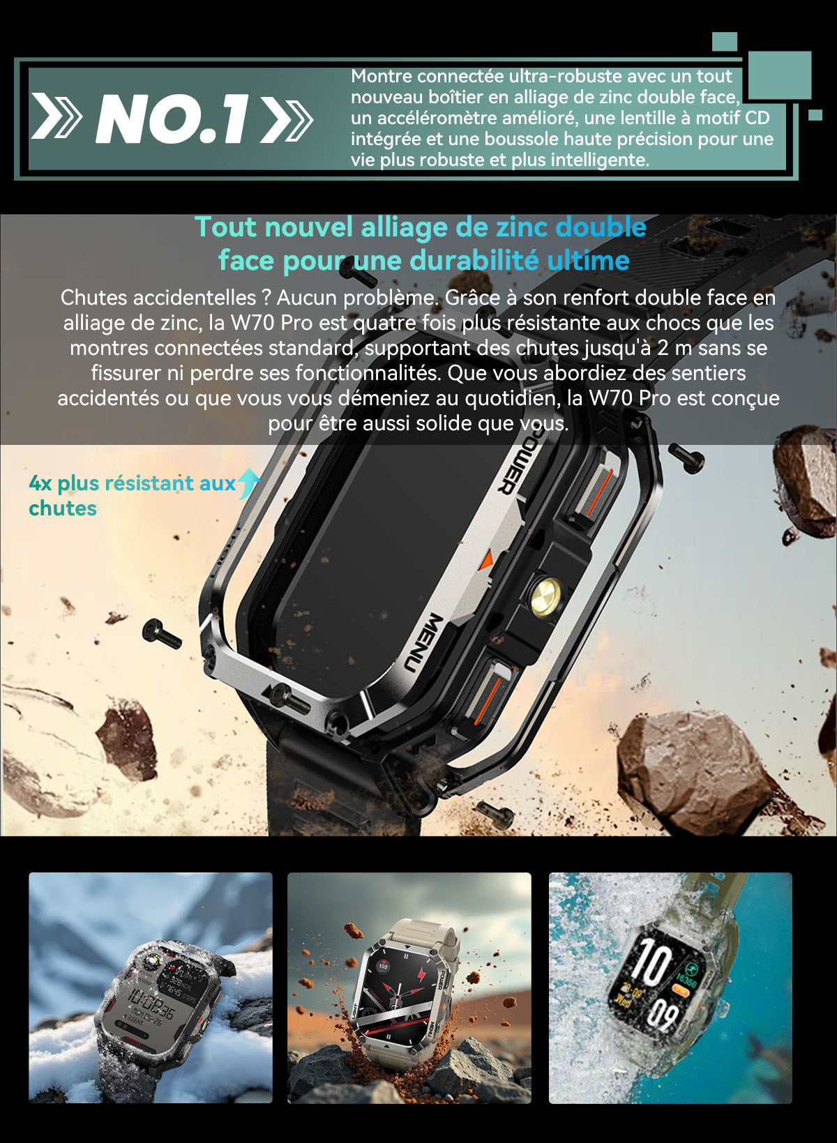 Montre connectée Blackview W70 Pro pour les sports de plein air