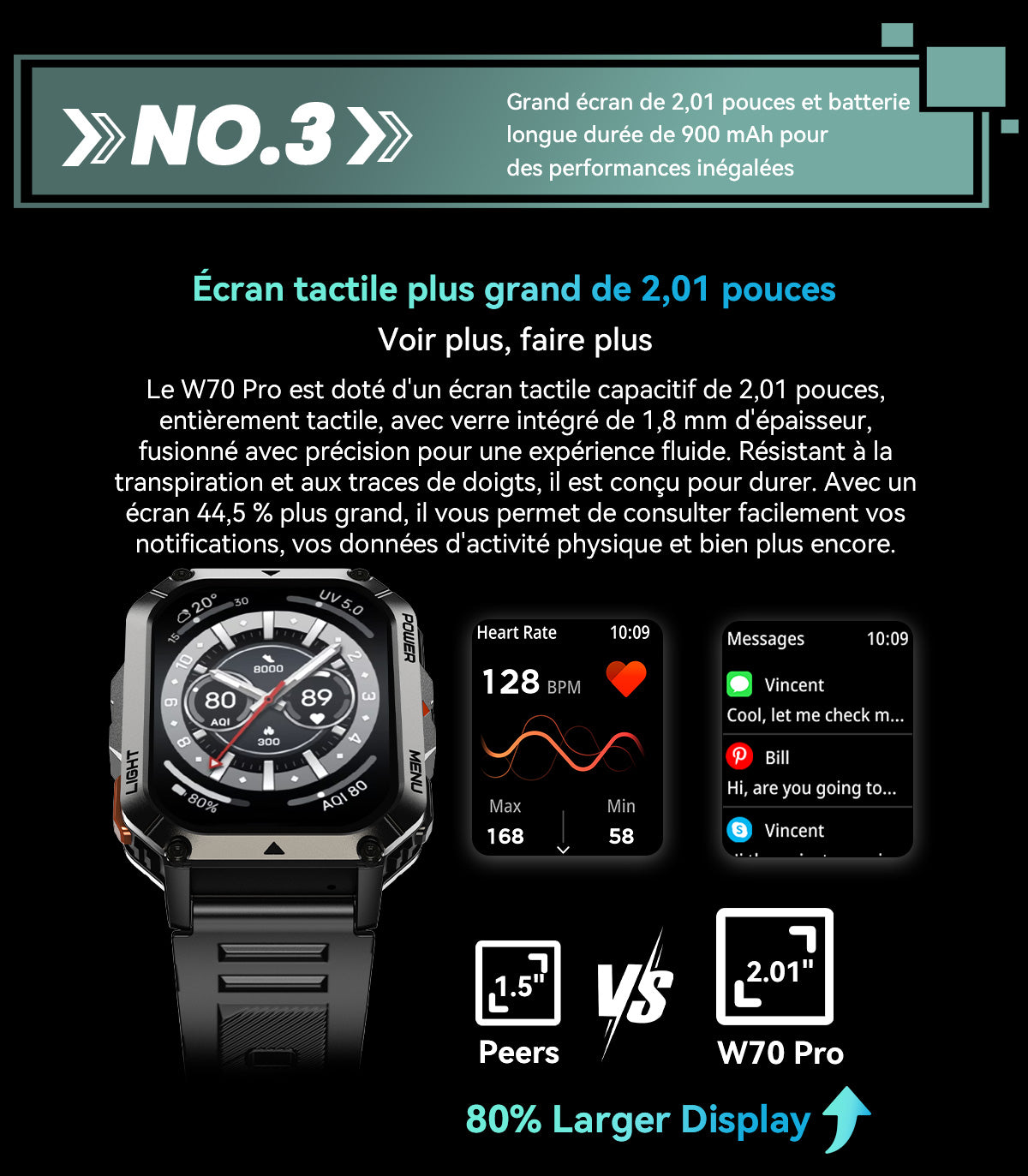 Montre connectée Blackview W70 Pro pour les sports de plein air