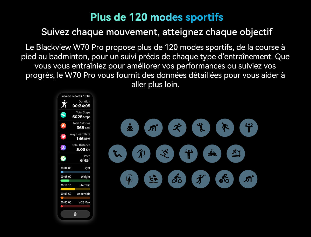 Montre connectée Blackview W70 Pro pour les sports de plein air