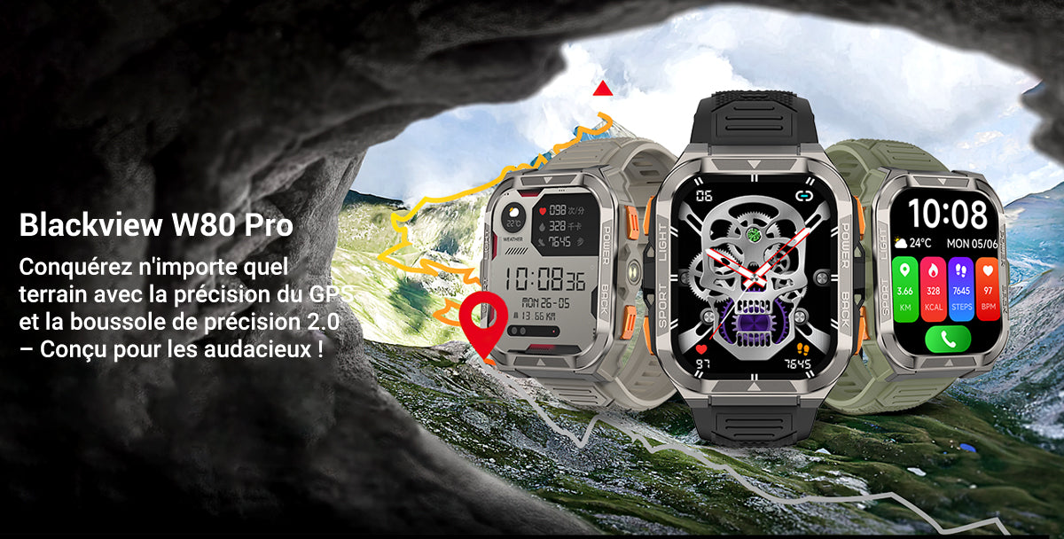 Montre connectée Blackview W80 Pro GPS pour sports de plein air