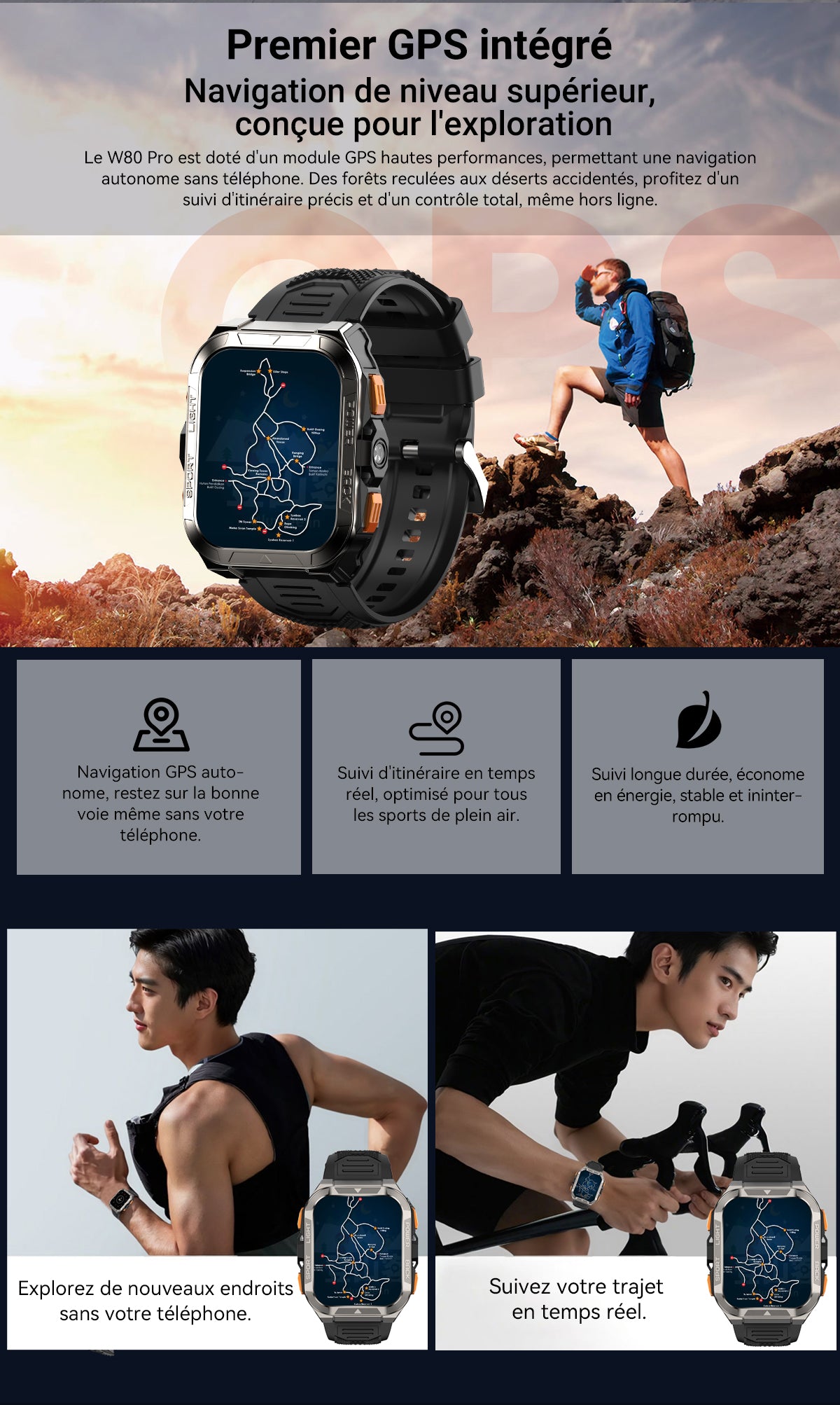 Montre connectée Blackview W80 Pro GPS pour sports de plein air