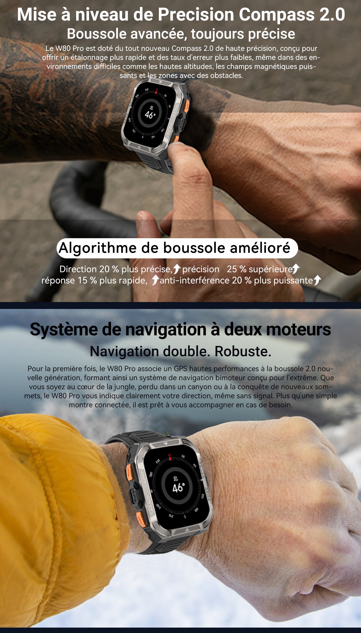 Montre connectée Blackview W80 Pro GPS pour sports de plein air