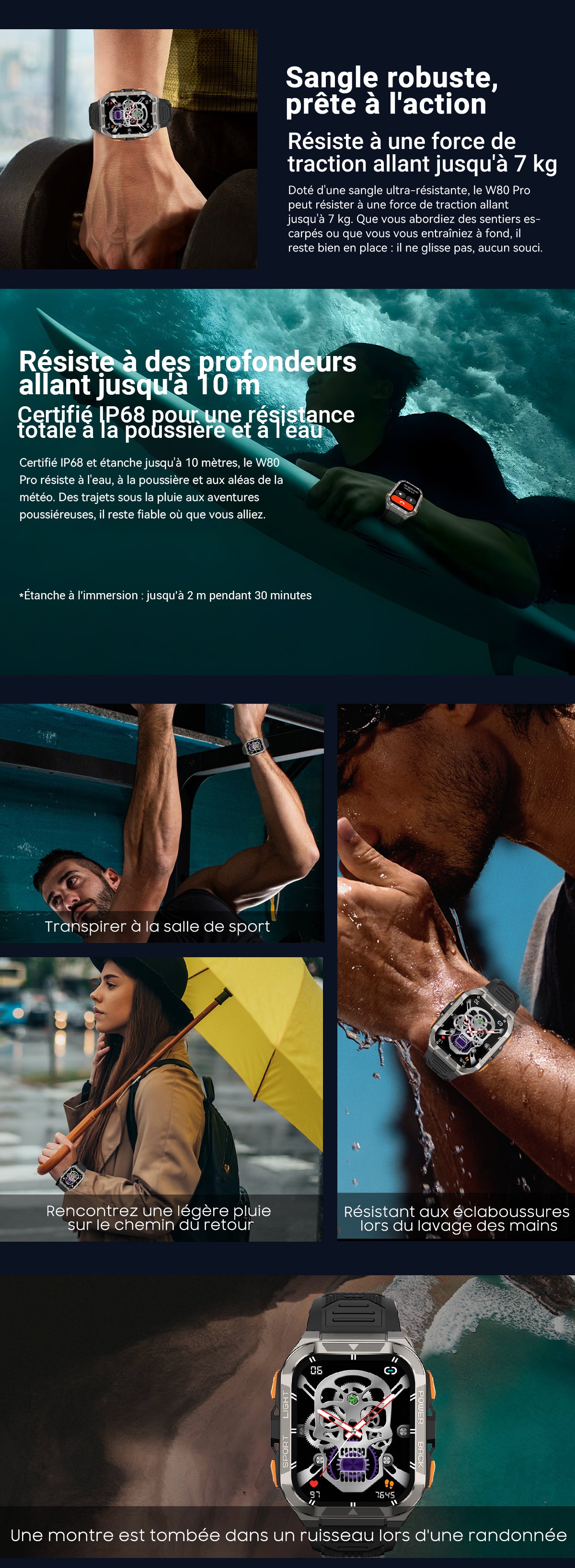 Montre connectée Blackview W80 Pro GPS pour sports de plein air