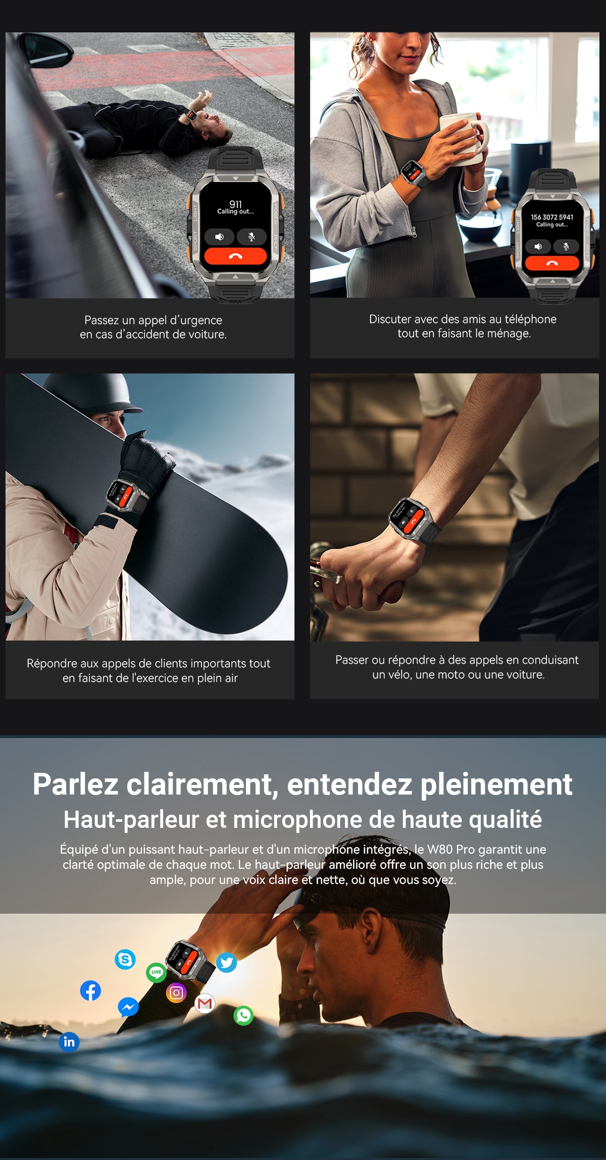 Montre connectée Blackview W80 Pro GPS pour sports de plein air