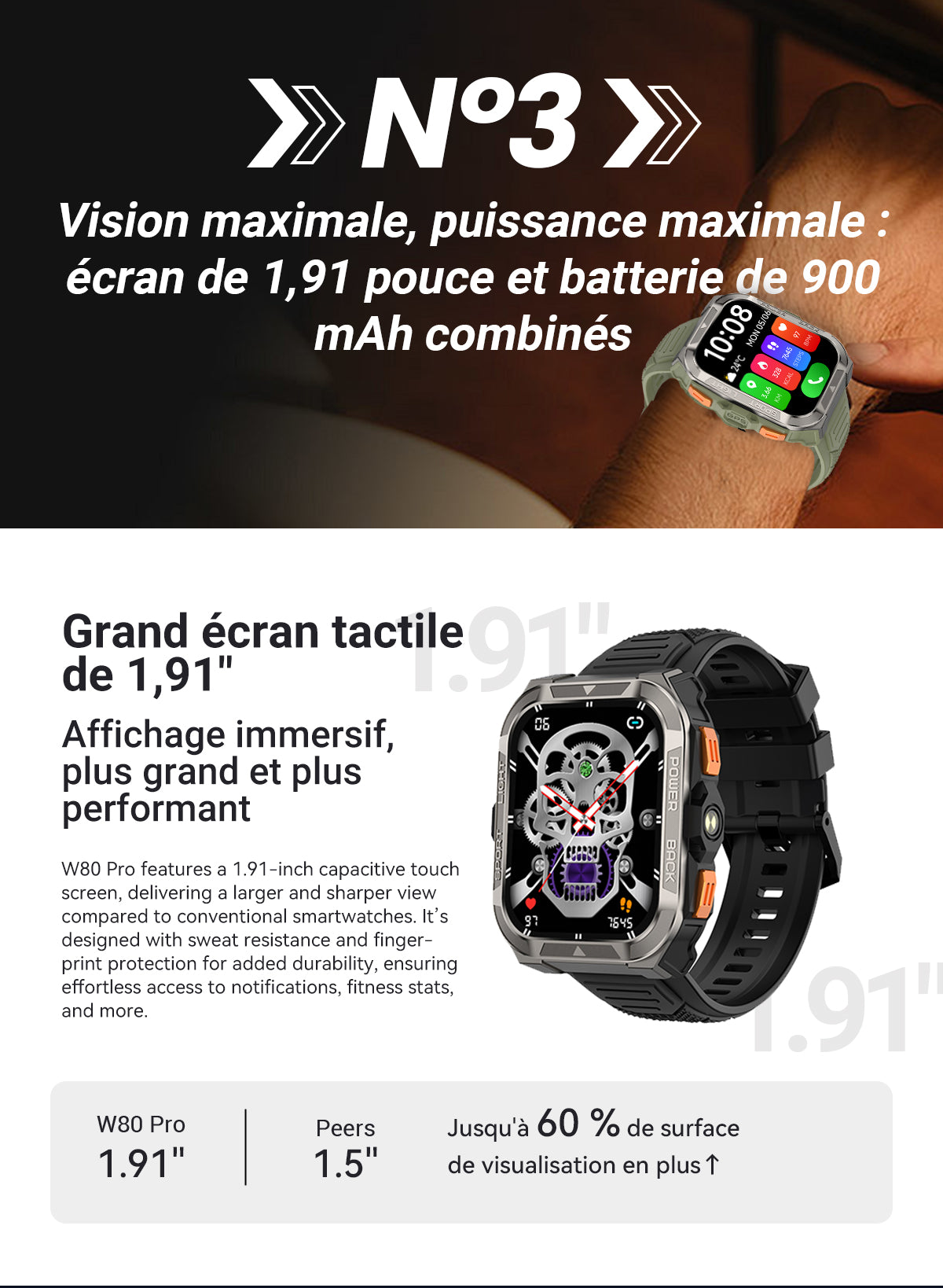 Montre connectée Blackview W80 Pro GPS pour sports de plein air