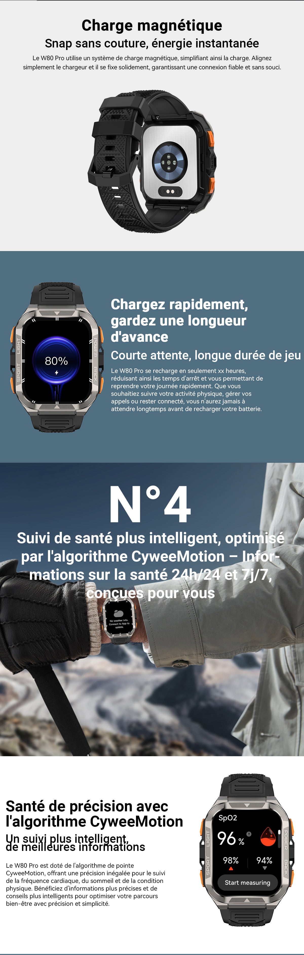 Montre connectée Blackview W80 Pro GPS pour sports de plein air
