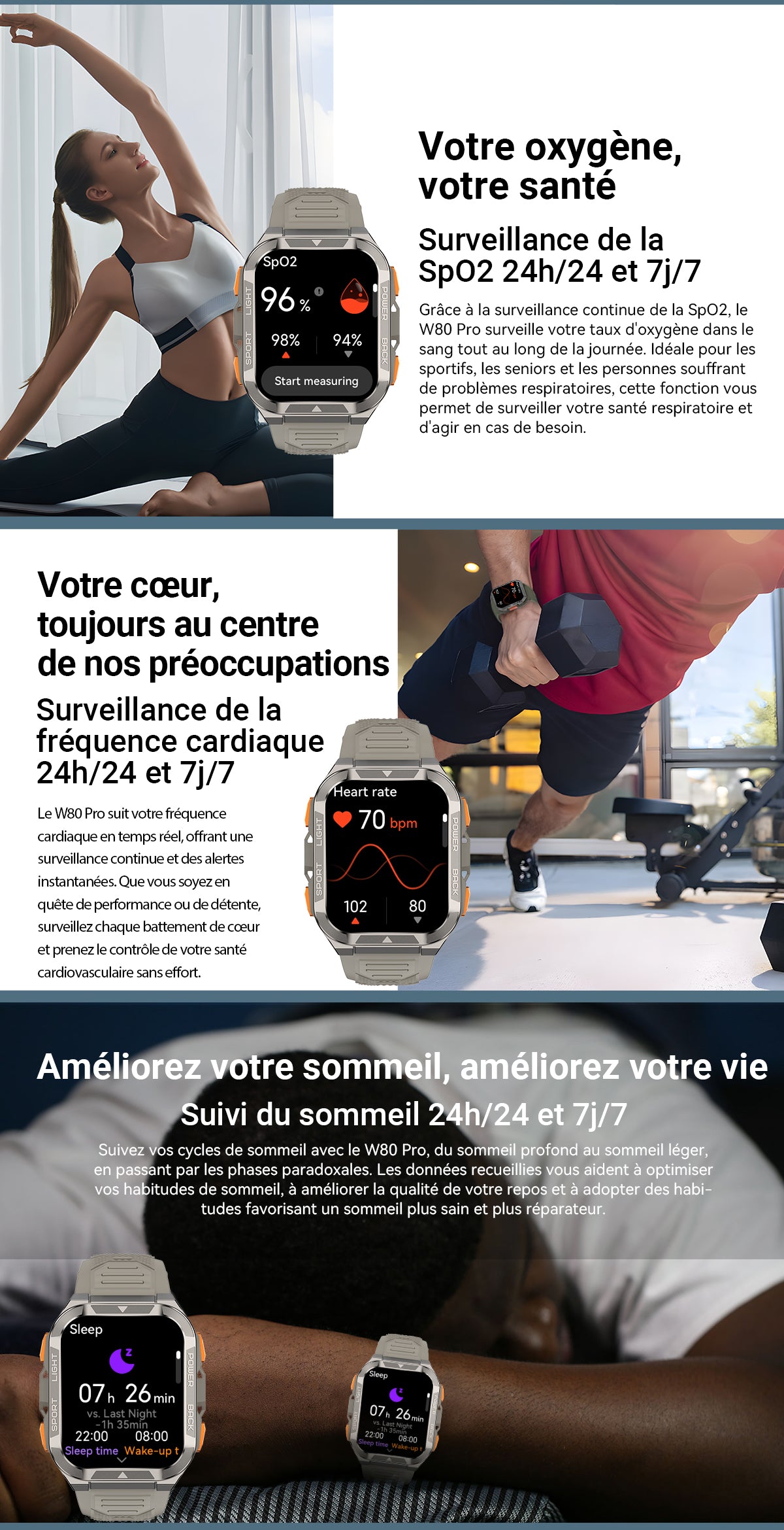 Montre connectée Blackview W80 Pro GPS pour sports de plein air