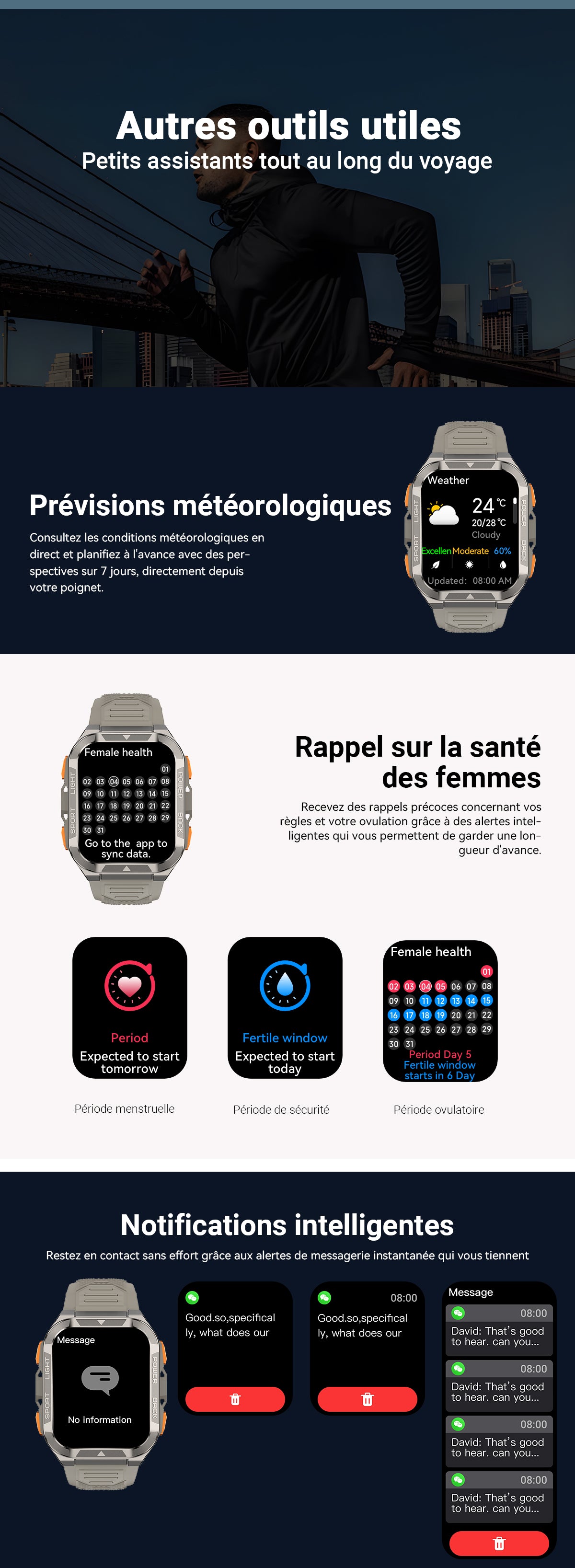 Montre connectée Blackview W80 Pro GPS pour sports de plein air