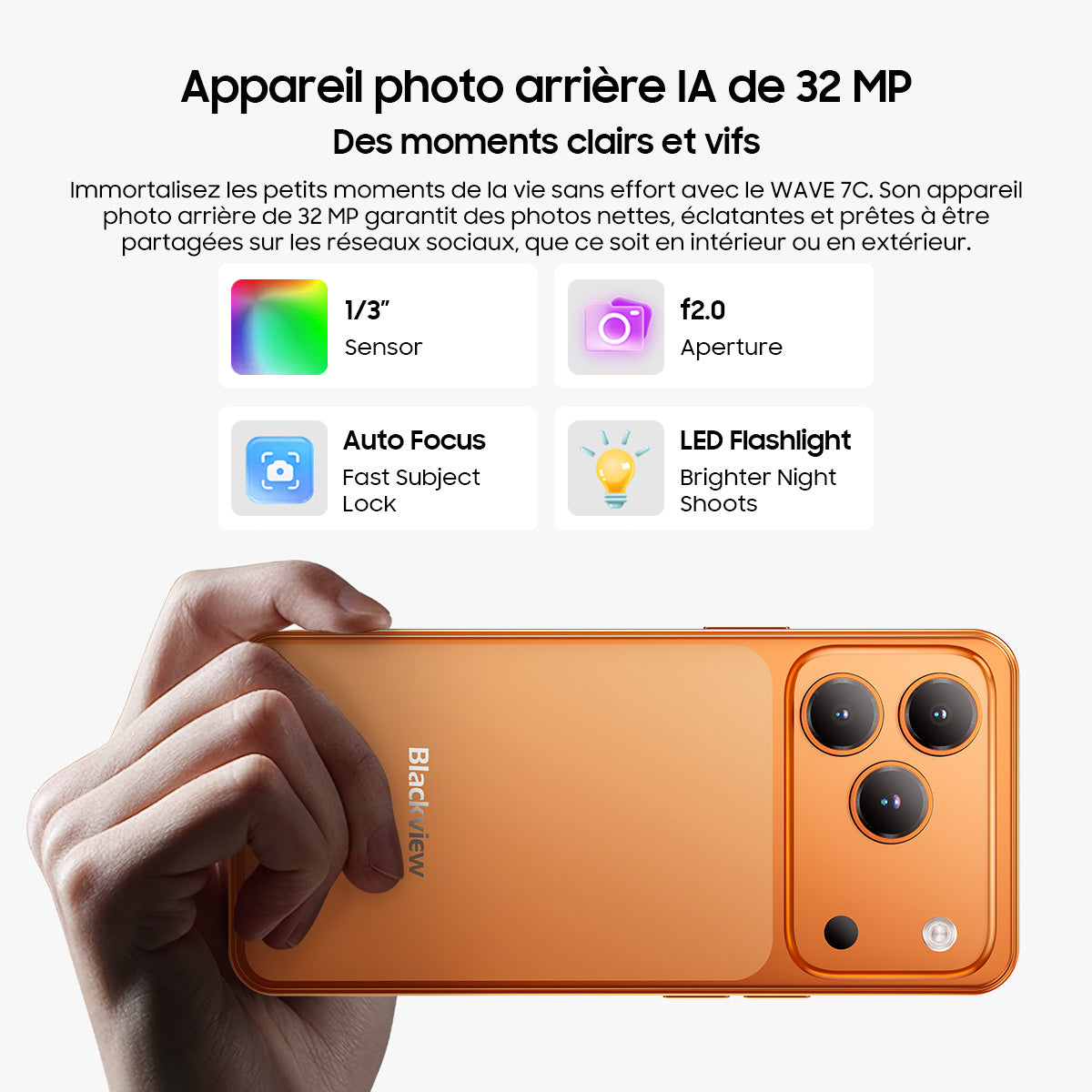 Blackview WAVE 7C – Smartphone 4G IP54 Résistant à l'Eau et à la Poussière