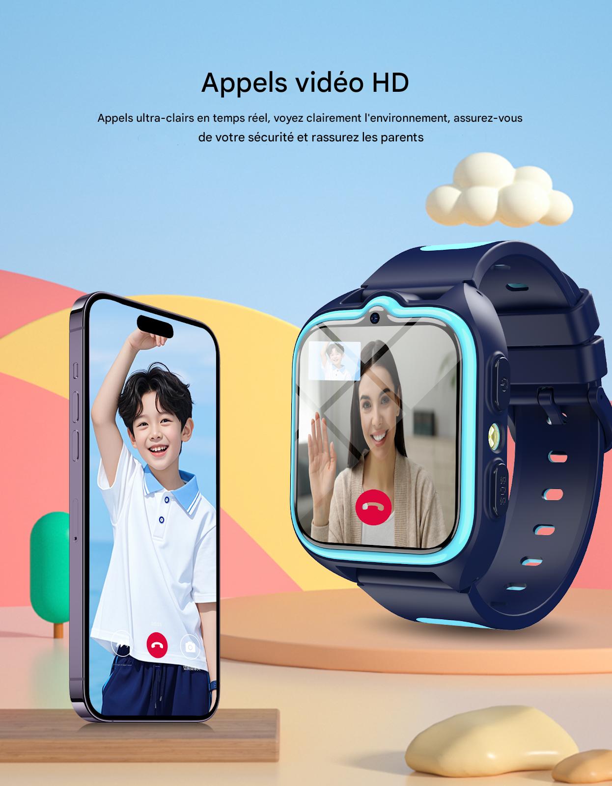 Montre connectée Blackview Z30 4G pour enfants avec appels vidéo