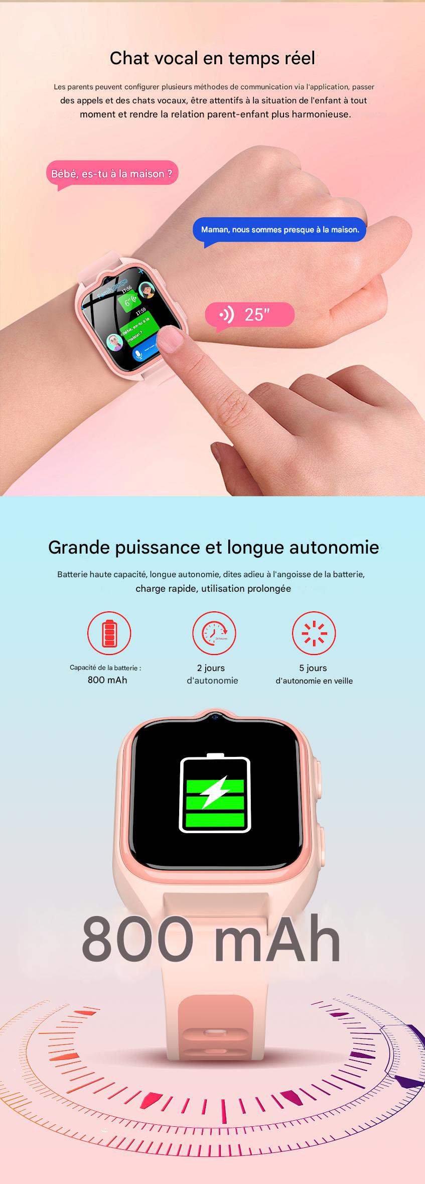 Montre connectée Blackview Z30 4G pour enfants avec appels vidéo