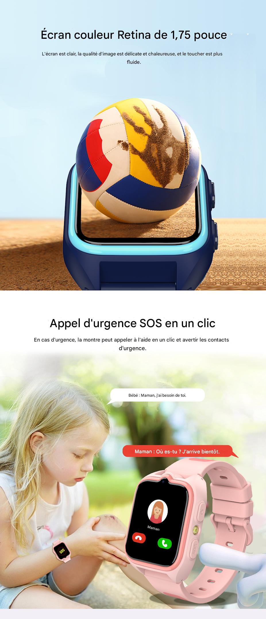 Montre connectée Blackview Z30 4G pour enfants avec appels vidéo
